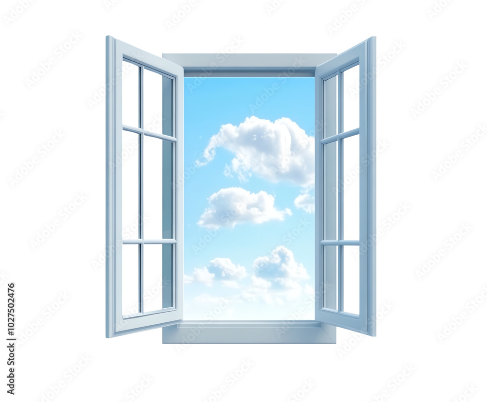 open window with blue sky open window with blue sky