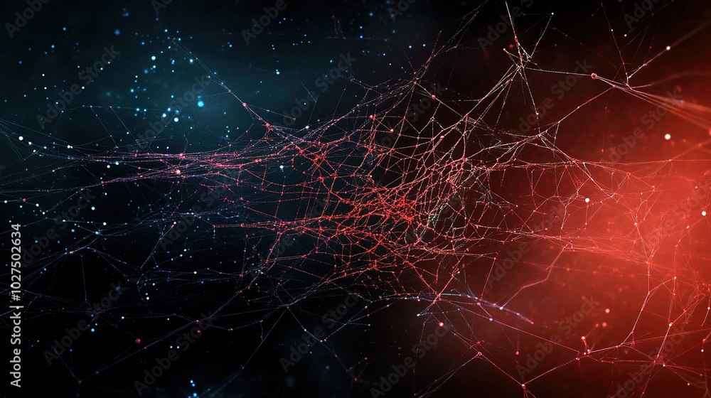 Abstract Digital Web with Striking Colors and Lights