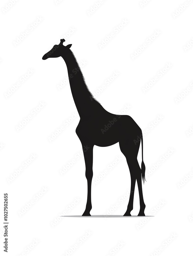 Giraffe silhouette on white isolated background for die-cut design projects. Giraffe silhouette on white isolated background for die-cut design projects.