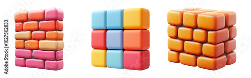 Colorful Blocks on Transparent Background