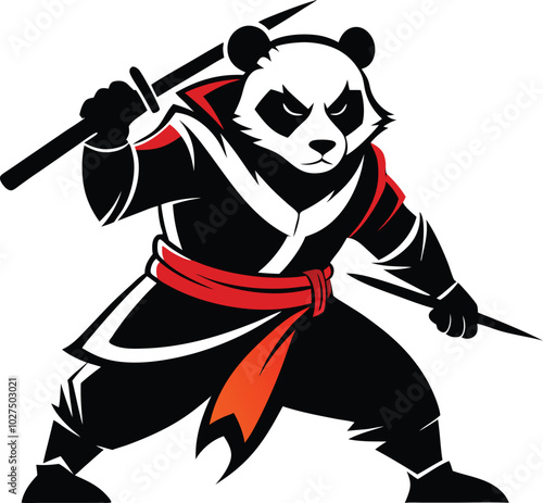 panda warrior vector silhouette
