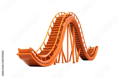 Orange roller coaster design on a white isolated background.