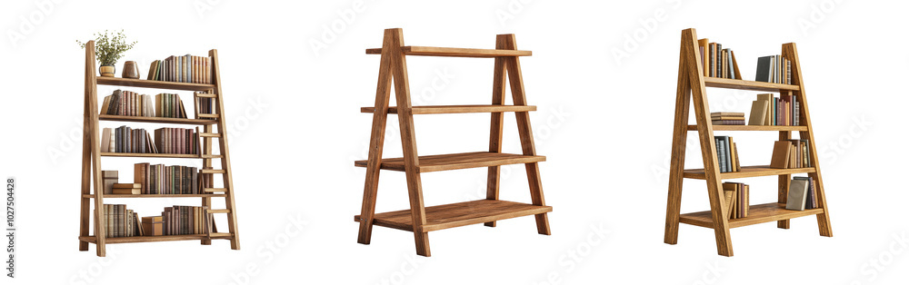 Wooden Shelf Structure on Transparent Background Wooden Shelf Structure on Transparent Background