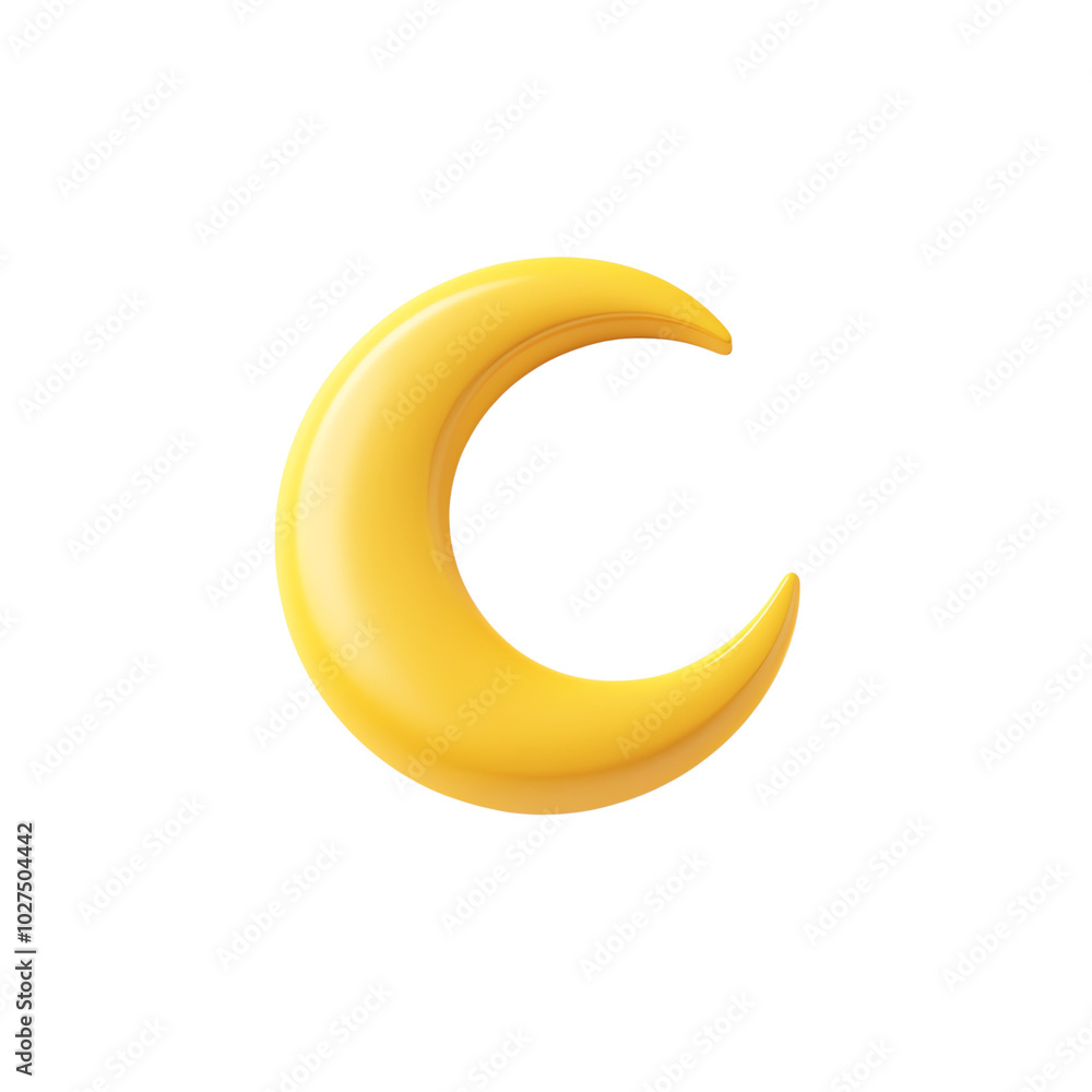 Crescent moon emoji, white isolate background Crescent moon emoji, white isolate background