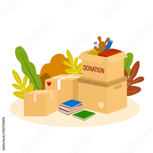 charity illustration with donation box