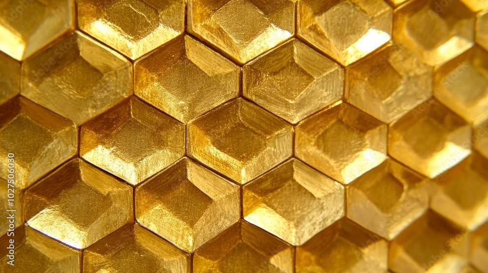 Opulent and Gleaming Golden Geometric Honeycomb Pattern Opulent and Gleaming Golden Geometric Honeycomb Pattern