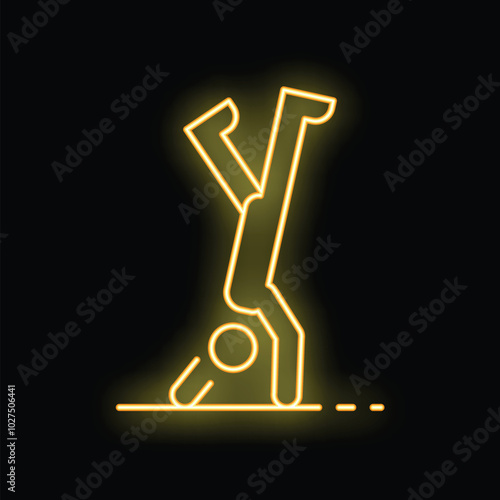 Glowing neon sign of a person doing a handstand