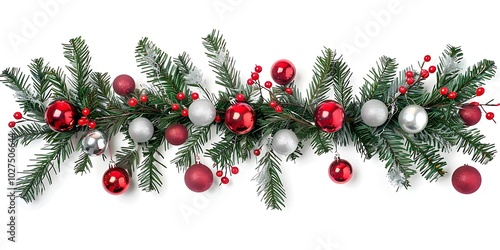 Festive Holiday Decoration with Ornaments and Foliage