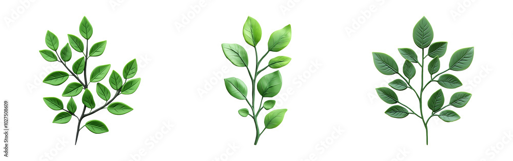 Obraz premium Isolated Green Leaves on Transparent Background