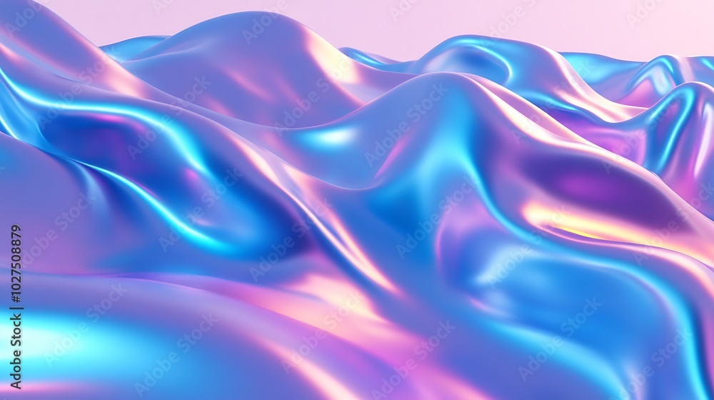 Obraz premium Abstract iridescent background with wavy and flowing liquid surface.
