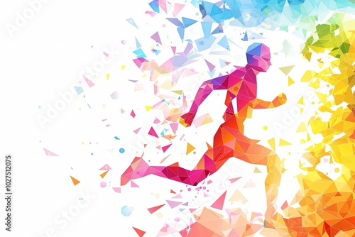 Colorful abstract runner silhouette in geometric style.