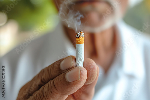 Wallpaper Mural Old man in white shirt quits smoking with the help of a health counselor. Torontodigital.ca