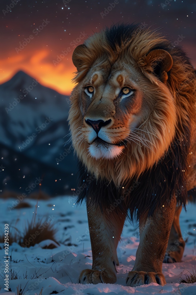 Fototapeta premium lion in the night