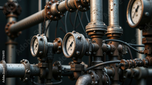 Pressure Gauge on Metal Piping System