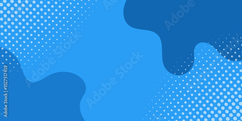 Abstract blue wave background. Vector illustration Background into two colors with halftone dots.