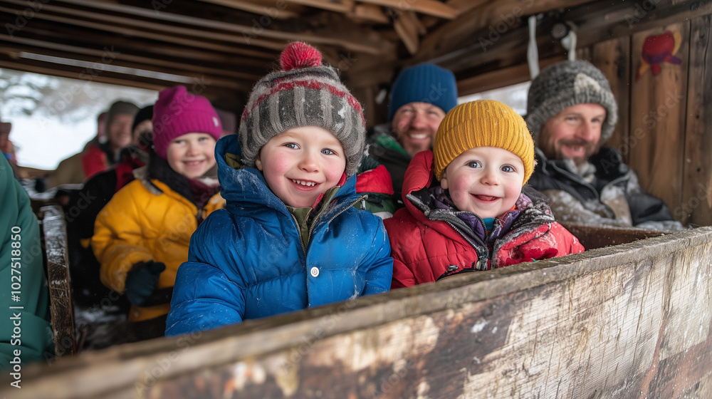 Beautiful Toddlers with Their Parents on a Hayride Beautiful Toddlers with Their Parents on a Hayride