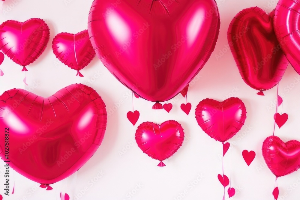 Heart shape balloons over a white background Heart shape balloons over a white background