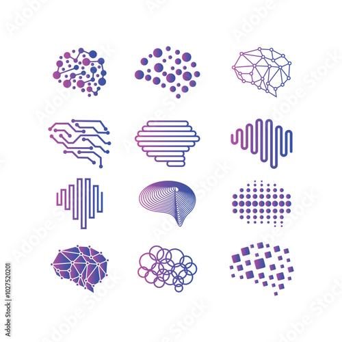 abstract dots brain Logo design vector template
