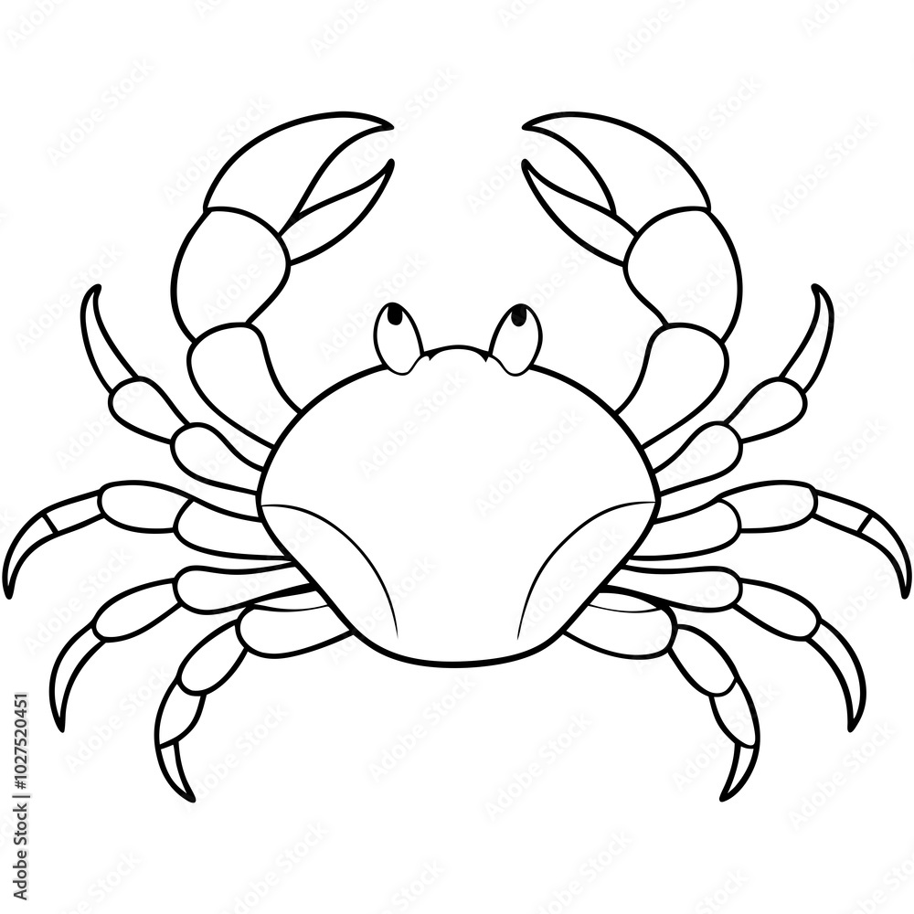simple icon Children coloring book page, line art, monochrome black and white, cartoon outline cute style, illustration of crab simple icon Children coloring book page, line art, monochrome black and white, cartoon outline cute style, illustration of crab