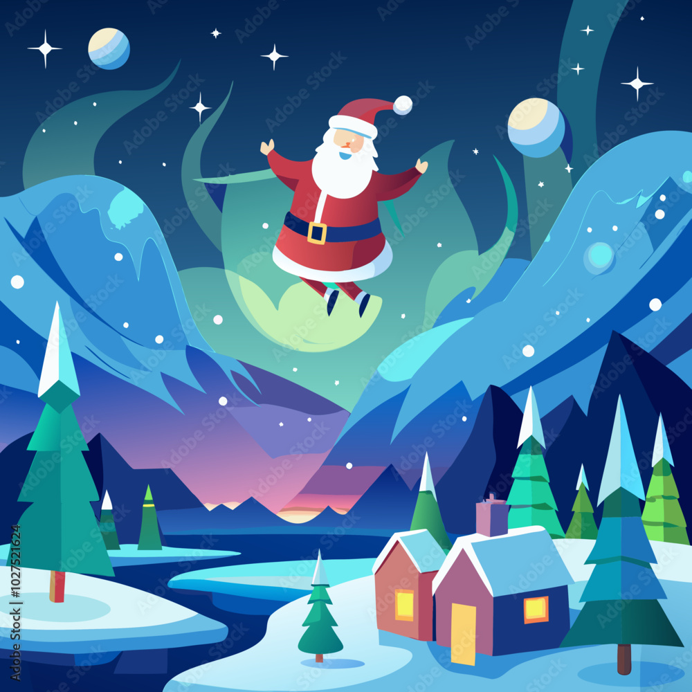 Naklejka premium christmas card with santa claus