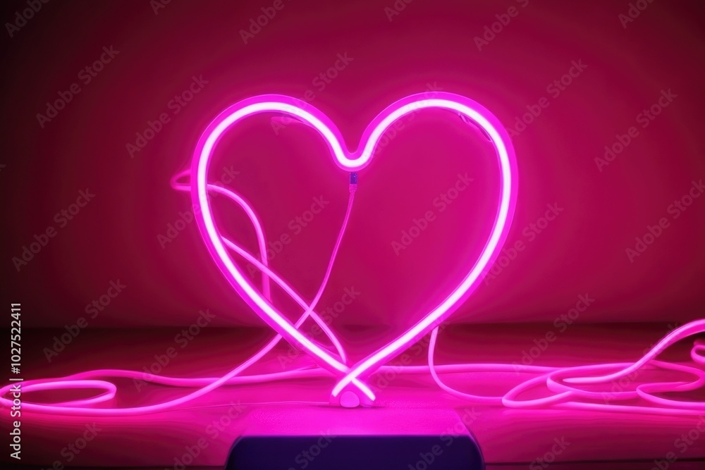 Neon light with a love shape over a dark background Neon light with a love shape over a dark background