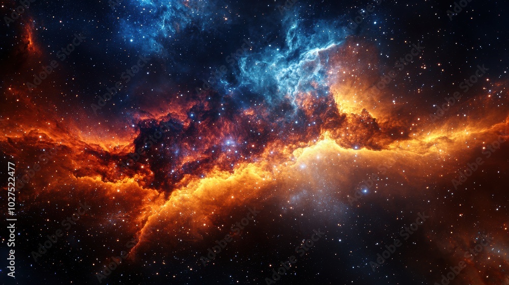 Vibrant Cosmic Nebula in Colorful Space Scene Vibrant Cosmic Nebula in Colorful Space Scene