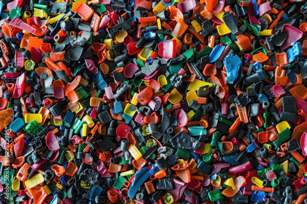 A pile of colorful plastic pieces scattered on the ground, generative ai image A pile of colorful plastic pieces scattered on the ground, generative ai image