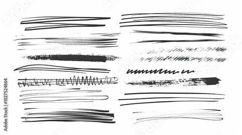 Wallpaper Mural Set of underlines and strikethrough doodle lines set. Various simple sketch dividers, simple emphasis, ink pen, marker style Torontodigital.ca