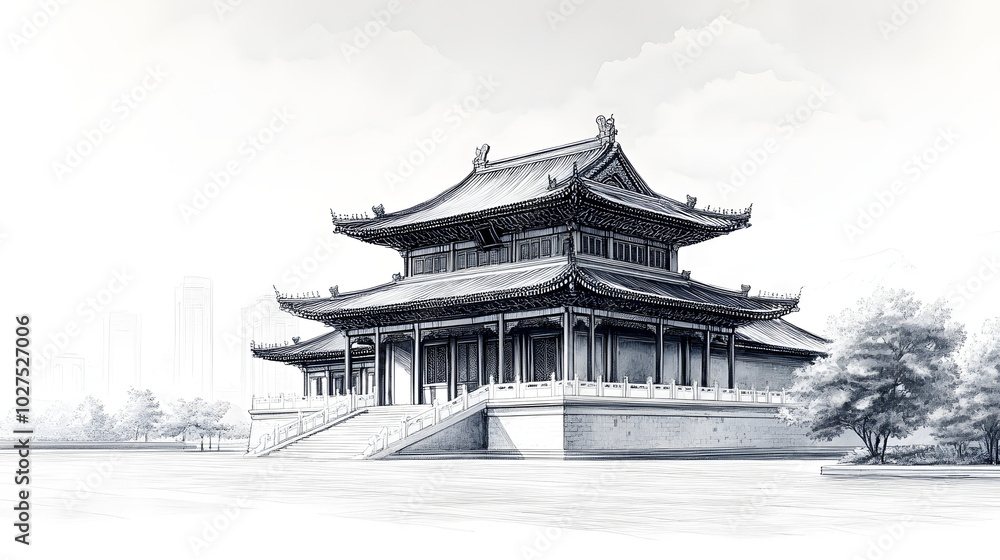 A Simple Sketch of a Magnificent Chinese Palace, Showcasing Traditional Architecture, Intricate Roof Designs, and Lush Surroundings, Capturing the Essence of Chinese Culture and Heritage.
A Simple Sketch of a Magnificent Chinese Palace, Showcasing Traditional Architecture, Intricate Roof Designs, and Lush Surroundings, Capturing the Essence of Chinese Culture and Heritage.
