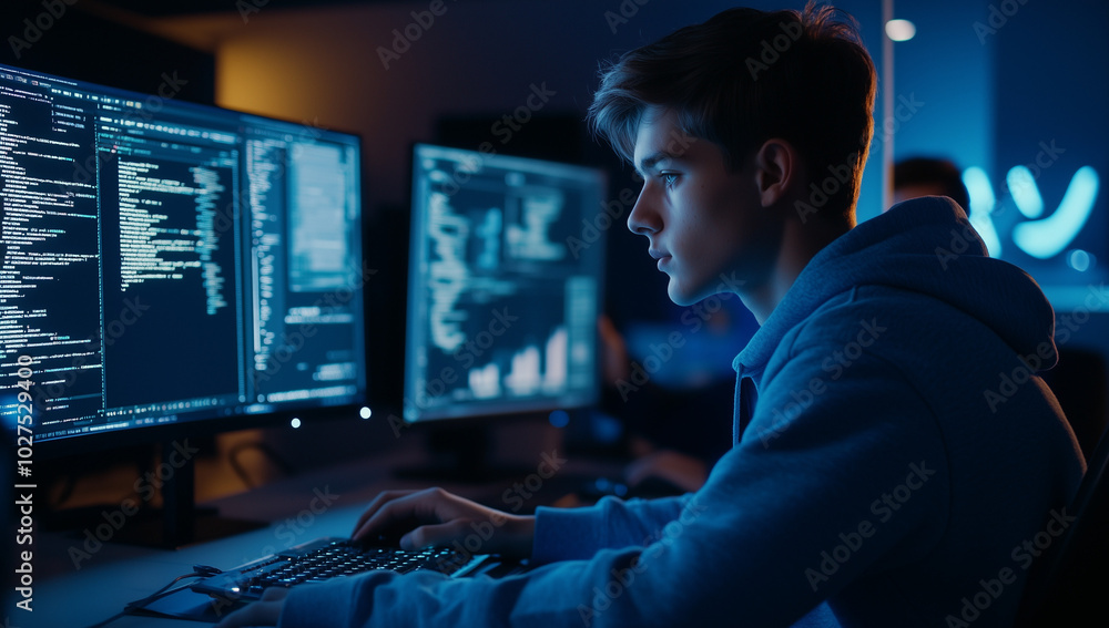 A female IT professional working on a laptop in a server room, showcasing the use of cloud technology for remote network management and data storage. A female IT professional working on a laptop in a server room, showcasing the use of cloud technology for remote network management and data storage.