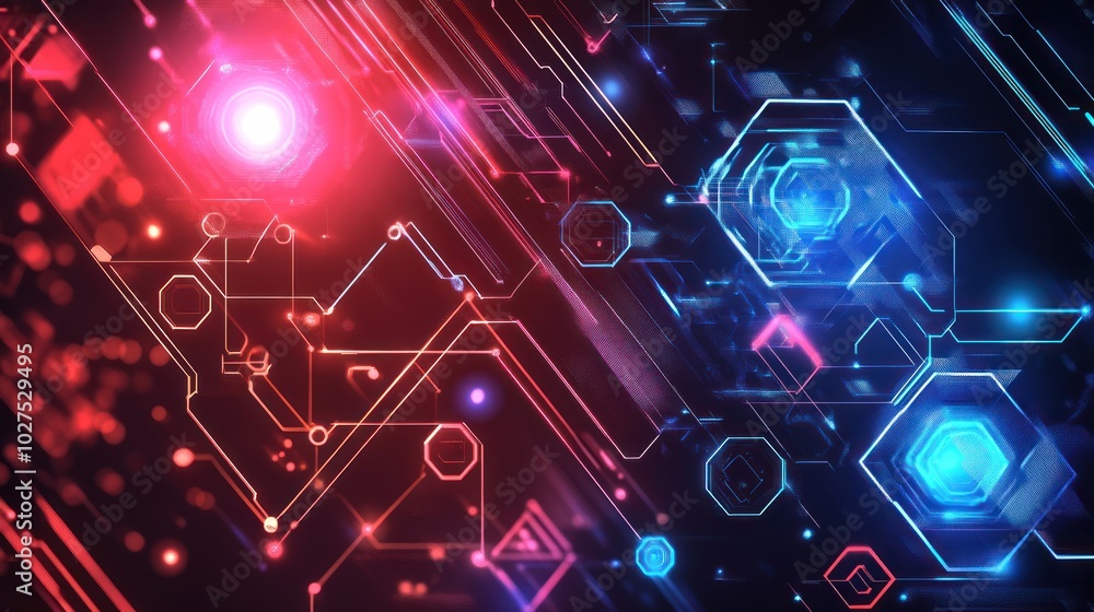 Futuristic technology background filled with glowing neon lines, abstract geometric shapes, and advanced tech symbols, portraying the future of innovation and technology. Futuristic technology background filled with glowing neon lines, abstract geometric shapes, and advanced tech symbols, portraying the future of innovation and technology.
