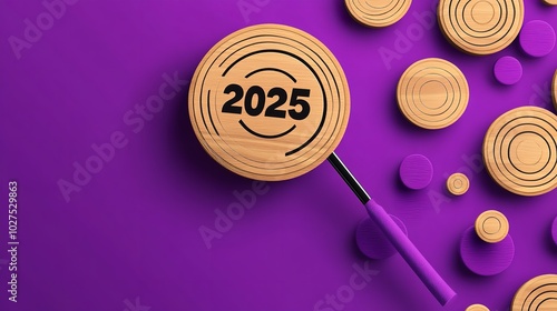 Wooden Target and Text 2025 on Wooden Circle Board photo