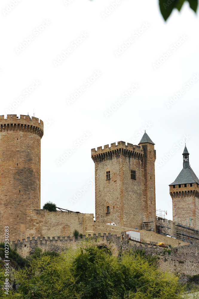 Castle of Foix, located in the French town of Foix at a height of about 60 metres on the top of a limestone crag. Castle of Foix, located in the French town of Foix at a height of about 60 metres on the top of a limestone crag.
