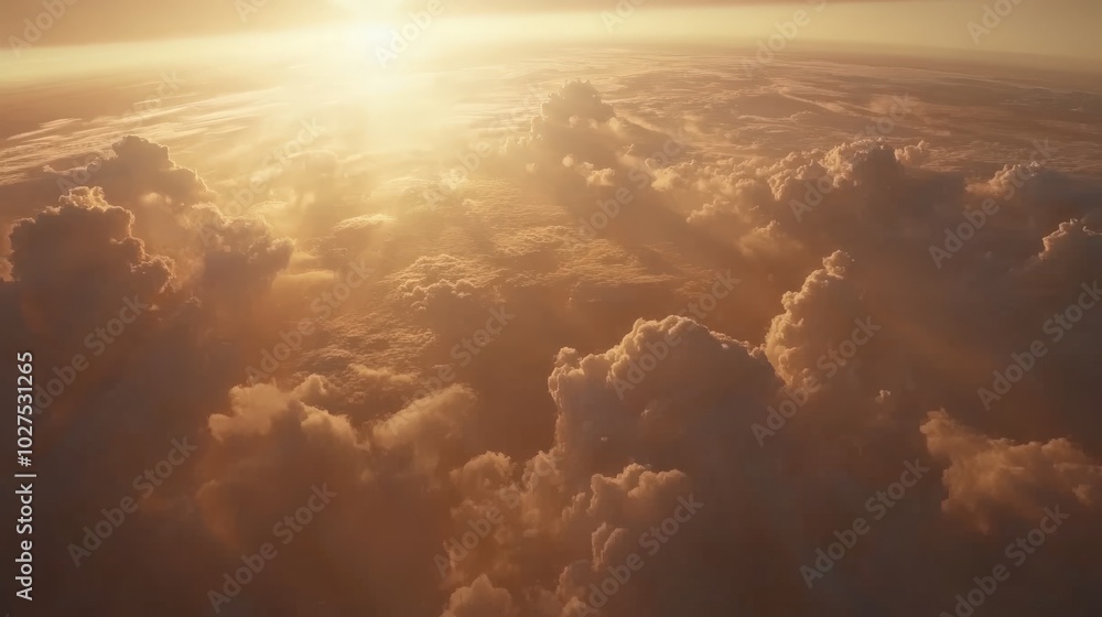 Fototapeta premium Majestic Cloudscape at Sunset: A Breathtaking Aerial View