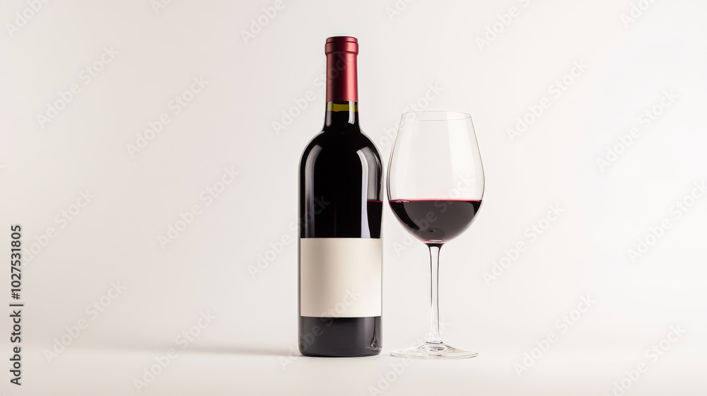 Red Wine Bottle and Glass for Refined Dining Red Wine Bottle and Glass for Refined Dining