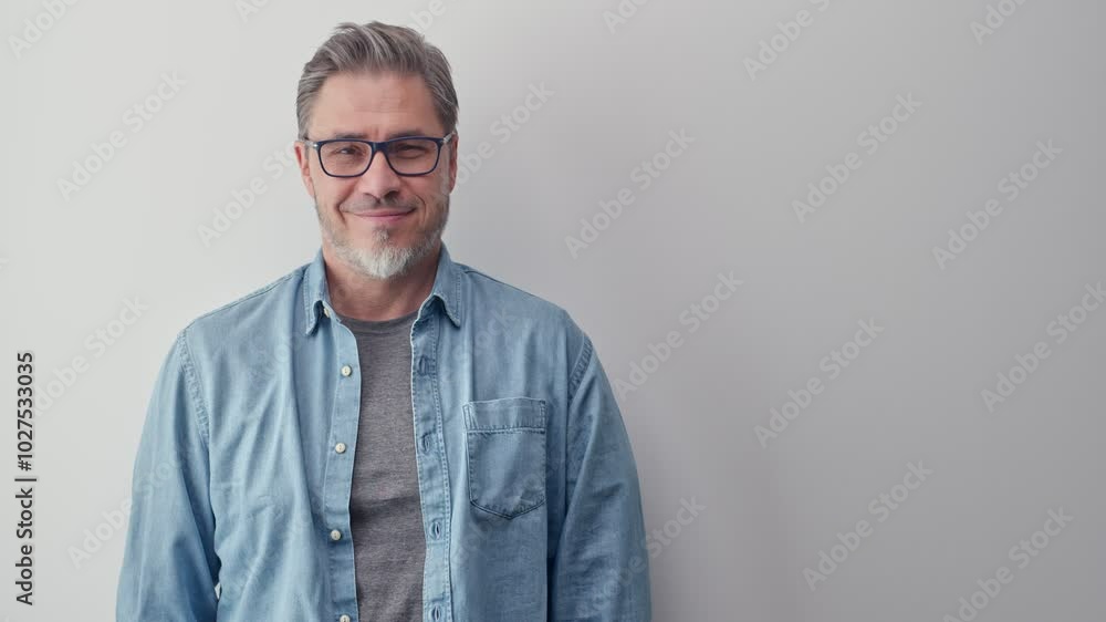 Portrait of mature age, middle age, mid adult casual man in 50s, happy confident smile. White background, copy space. Portrait of mature age, middle age, mid adult casual man in 50s, happy confident smile. White background, copy space.