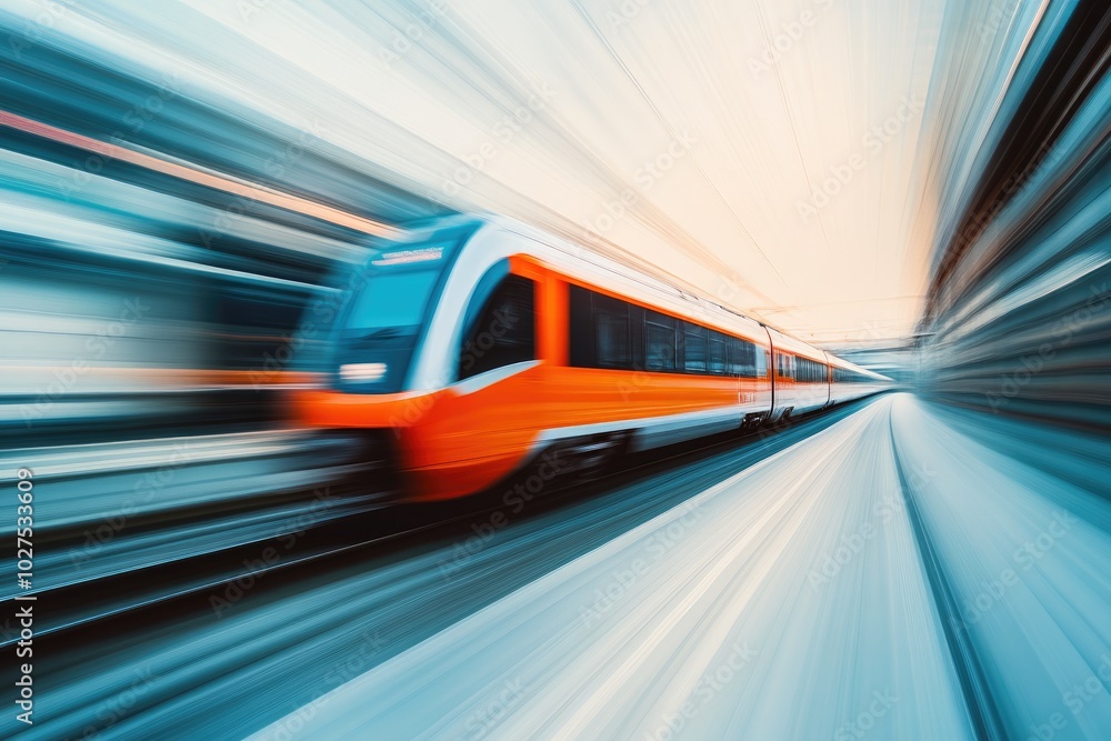 Blurry Background Highlights Electric Train Motion Blurry Background Highlights Electric Train Motion