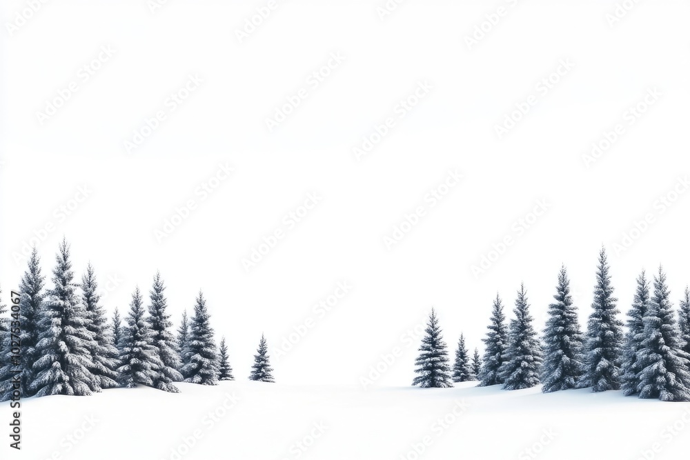 Fototapeta premium Serene Snowy Pines Under a Soft Sky
