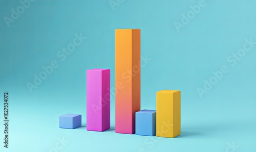 Colorful 3D bar chart with blue, pink, orange, and yellow bars on a blue background. Free Download Colorful 3D bar chart with blue, pink, orange, and yellow bars on a blue background. - GFXLoad