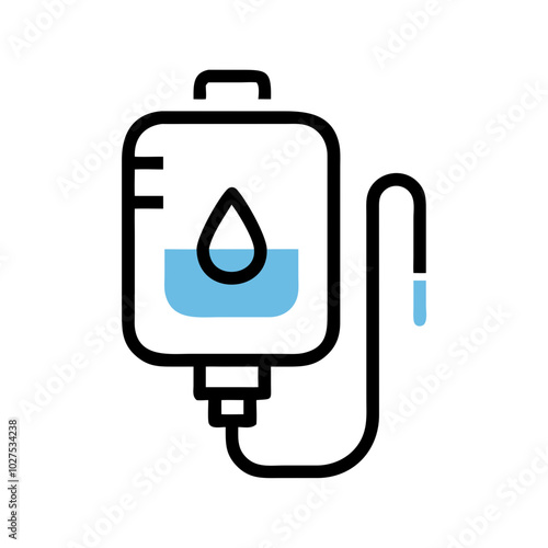 Medical transfusion bag icon in minimalist design for healthcare