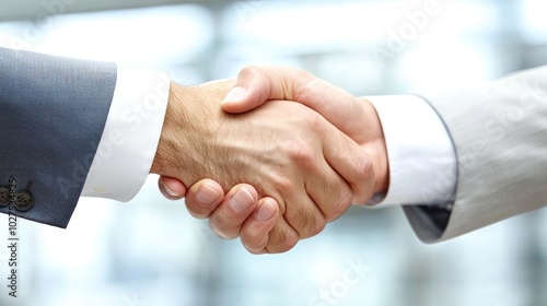 a handshake between two business partners in a modern office, representing trust, collaboration, and agreement