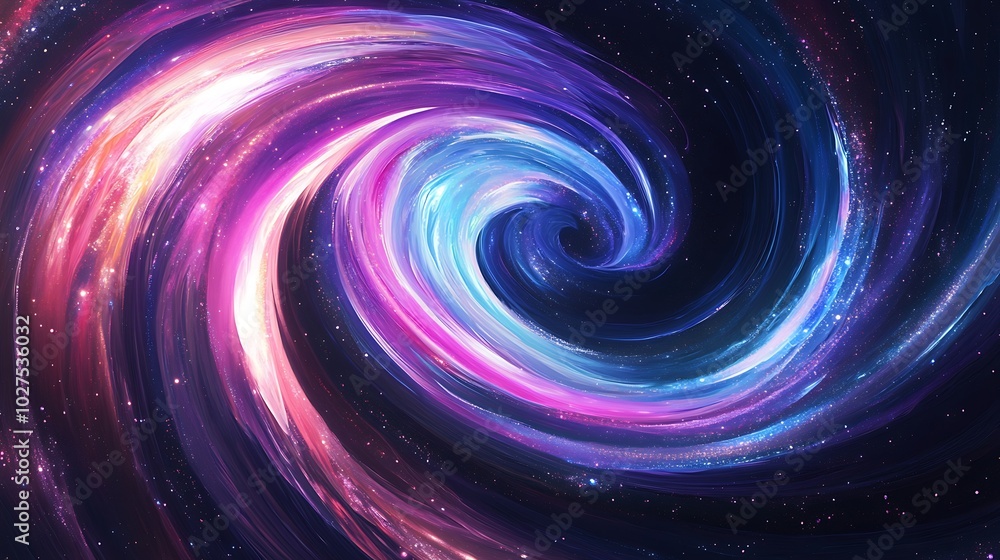 Abstract spiral galaxy with swirling colors and stars. Abstract spiral galaxy with swirling colors and stars.