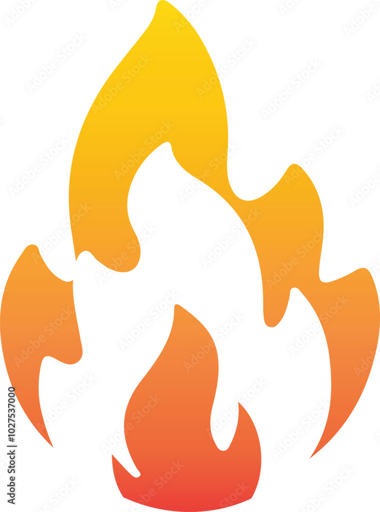 Set of red and orange fire flame.