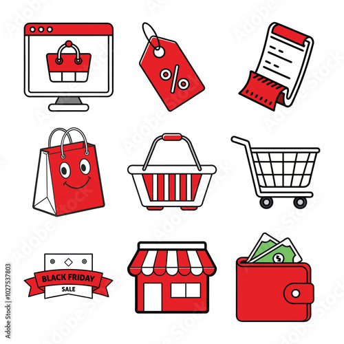 A bundle of cartoon vectors for Black Friday
