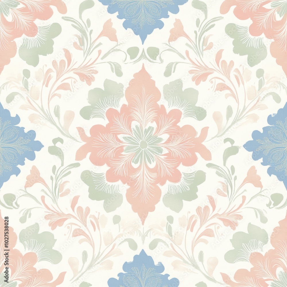 Elegant Traditional Floral Pattern in Soft Pastels Elegant Traditional Floral Pattern in Soft Pastels