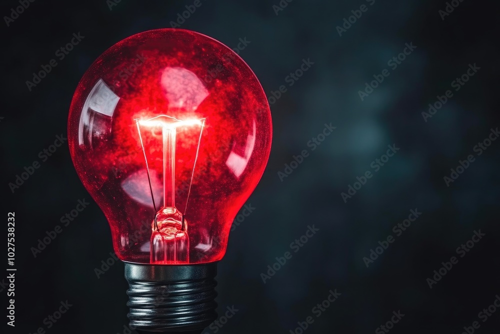 Vibrant Red Bulb Casting Warm Light in Black Vibrant Red Bulb Casting Warm Light in Black