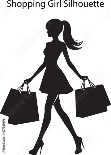 Shopping girl silhouette vector illustration