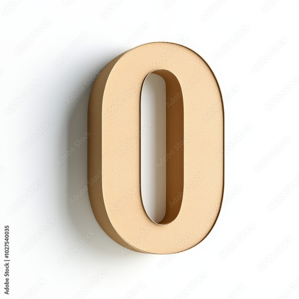 3D number 0 with cardboard texture realistic modern design, soft lighting, white background 3D number 0 with cardboard texture realistic modern design, soft lighting, white background