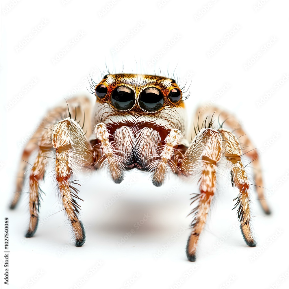Macro Shot of a Jumping Spider on a White Background Macro Shot of a Jumping Spider on a White Background