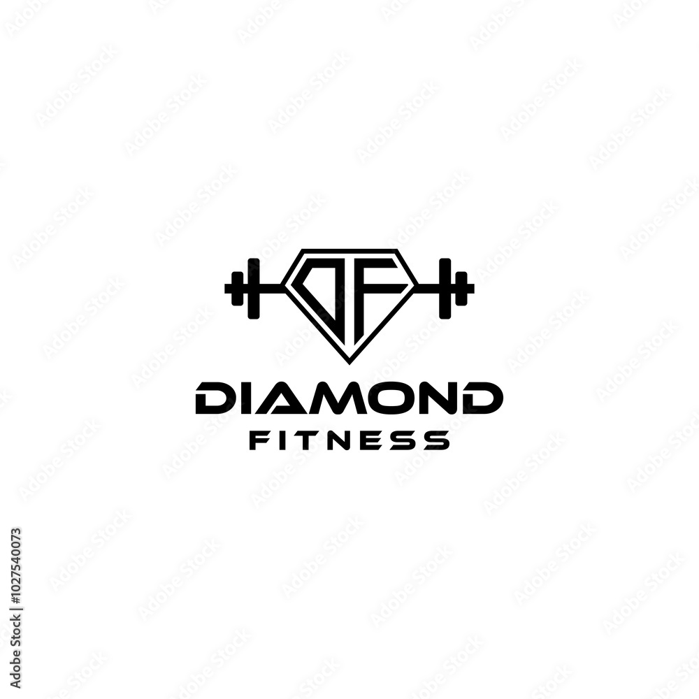 logo fitness diamond club vector, body muscle sport center design template, modern initial DF fitness design logo fitness diamond club vector, body muscle sport center design template, modern initial DF fitness design